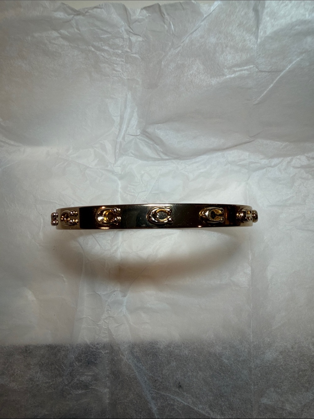 COACH Gold Tone Horsebit Bangle Bracelet - Women Accessories